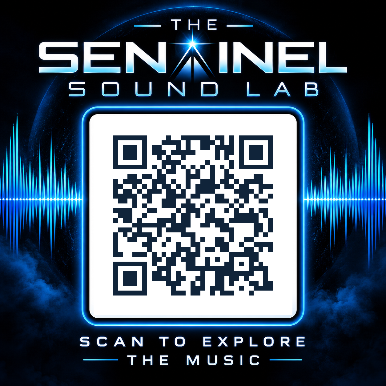 Scannable branded QR code for The Sentinel Sound Lab website