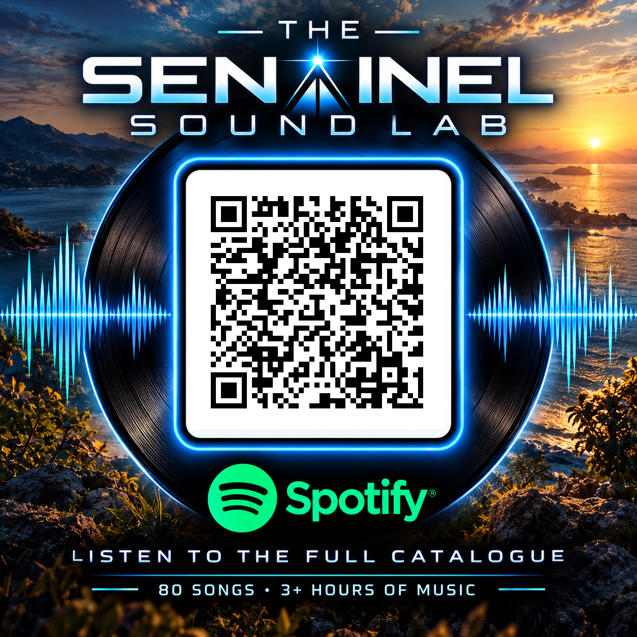 Scannable branded QR code for The Sentinel Sound Lab Spotify playlist